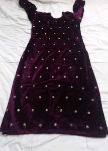 Velvet zari work suit
