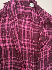 Pink &amp; Maroon Plaid Shirt