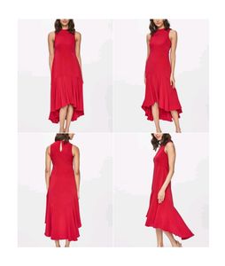 Chic Red Sleeveless Hi-Lo Dress
