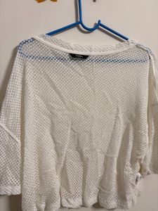 White Net Crop Top