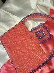 Beaded Clutch Purse - Pink &amp; Purple