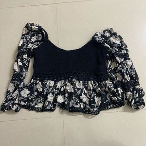 Boho Floral Print Peplum Top