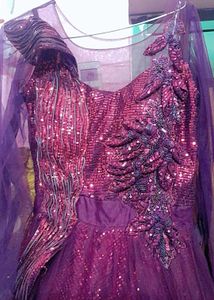 Elegant Purple Embellished Gown