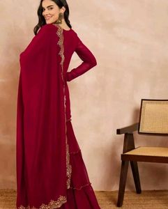 Elegant Maroon sharara Set with Dupatta