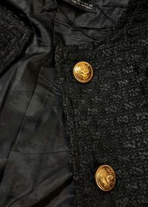 Black Textured Gold-Button Jacket