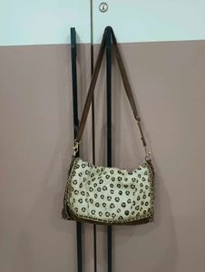Leopard Print Hobo Bag with Chain Detail