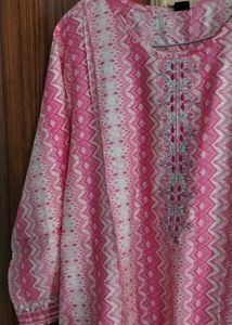 Pink Chevron Print Kurta