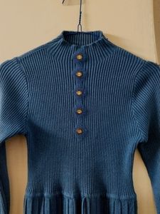 Blue Knit Midi Dress