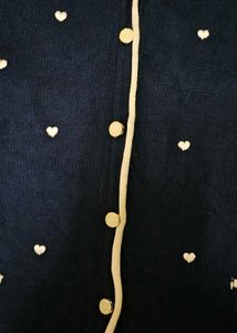Navy Blue Cardigan with Hearts