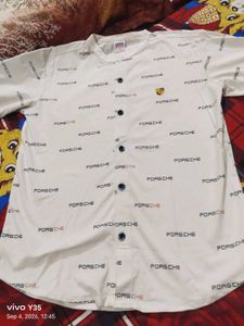 Junior Boys White Printed Collarless Short