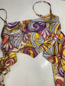 Vibrant Psychedelic Print Halter Top