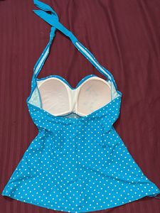 y2k halter neck polka dot top
