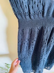 Navy Crochet Mini Dress