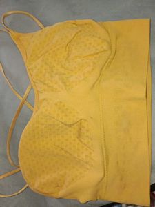 Yellow Sports Bra with Strappy Back