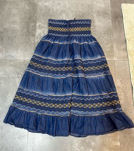 Boho Tiered Denim Maxi Skirt