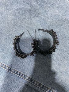 Boho Oxidised Jhumka Hoop Earrings