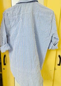 Blue &amp; White Striped Button-Up Shirt