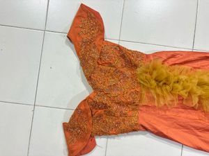 Stunning Orange Embellished Gown
