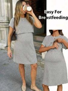george Grey Striped "hey baby" Maternity Dress