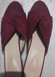 Maroon Suede Mules