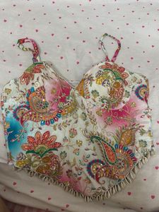 Embroidered Halter Neck corset Top