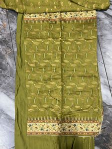 unstiched Elegant Kurta Set with Embellished Neckl