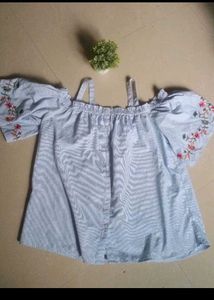 Striped Cold Shoulder Top