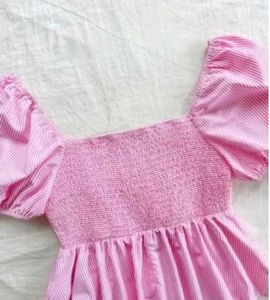 Chic Pink Striped Puff Sleeve Top
