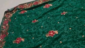 Elegant Emerald Green Embroidered Saree