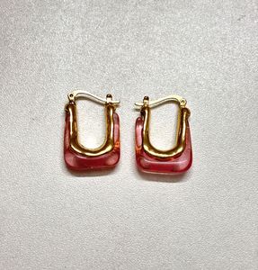 Pink Resin Hoop Earrings