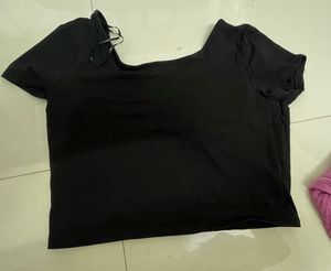 Black V-Neck Crop Top