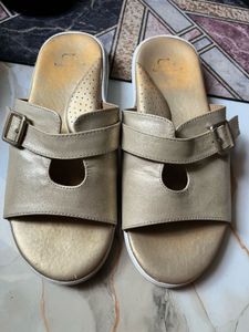 Stylish Gold Slip-On Sandals