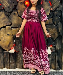 Beautiful Maroon Floral Maxi Dress