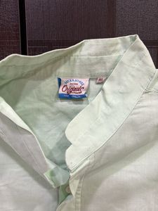 Men's Light Green Band Collar Shirt