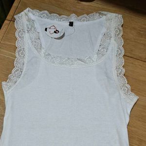 White Lace Trim Cami Top