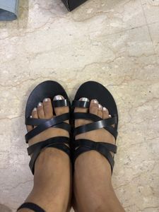 Fabindia Black Leather flats