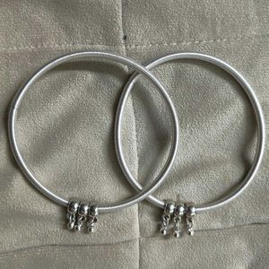 Silver Anklets with Hanging Charms