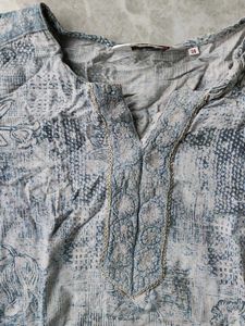 Blue &amp; White Printed Kurta