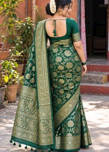 Elegant Green Silk Saree with Gold Weave