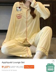 Cute Yellow Plaid Lounge Set (size M)