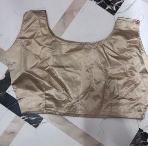 Trendy Golden Silk Sleeveless Blouse