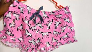 Pink Horse Print Pajama Shorts