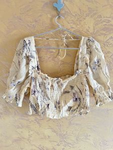 Floral Smocked Square Neck Top