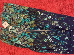 Floral Print Blue Kurta
