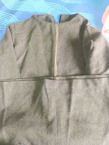 Vintage Grey Zip-Up Top