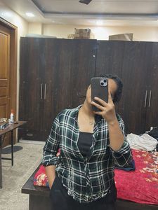 Green Plaid Button-Up Shirt
