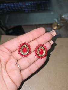 Red &amp; Gold Dangle Earrings