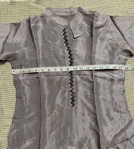 Elegant Grey Kurta Set with Embellishments