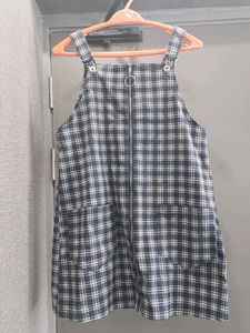 H&M Plaid Zipper Front Pinafore Dress