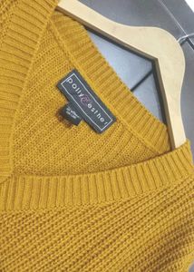 Mustard V-Neck Winter Top For 50 Bust
